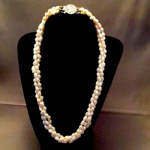 3 strand Fresh Water Pearl 9” Necklace Sterling